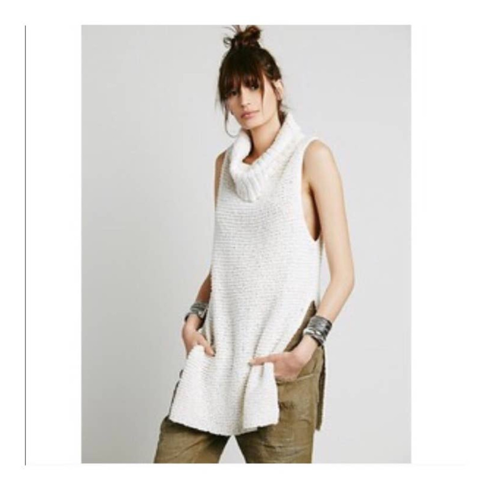 NWT free people ivory sky scraper pull over high low knitted vest - Picture 2 of 9